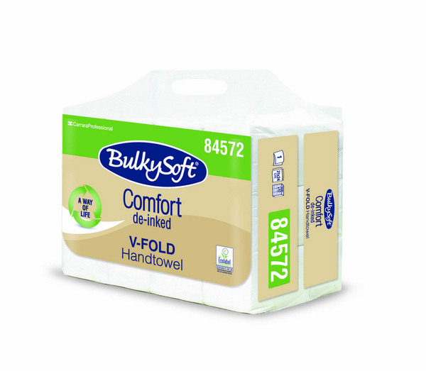BulkySoft Handtuch, V-Falz, 1-lagig 24x21cm, Recycling, weiss