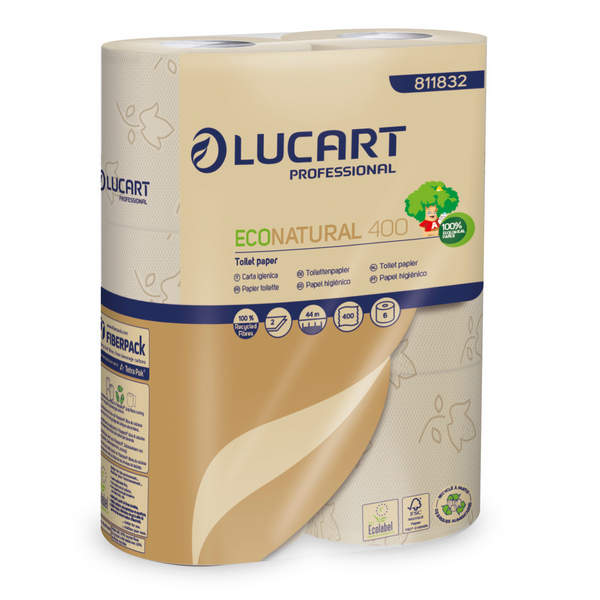 Toilettenpapier Lucart, 2-lagig, EcoNatural Recycling, 400 Blatt, 11cm, havanna