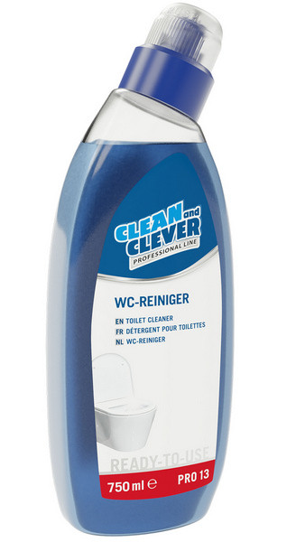 clean and clever WC-Reiniger PRO 13, 750ml flüssig, pH: 2.2, parfümiert, blau