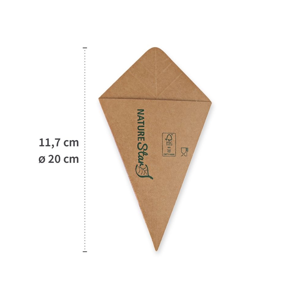 Pommes Spitztüte, Bio Kraftpapier/PE 20cmx11.7cm, natur