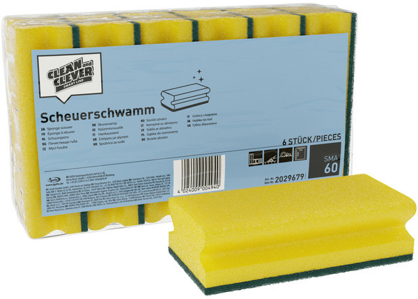 clean and clever Scheuerschwamm SMA 60 gross, gelb/grün