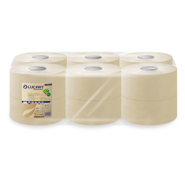 Toilettenpapier Lucart, 2-lagig, EcoNatural Mini Jumbo, Recycling, 750 Blatt, 24cm, havanna