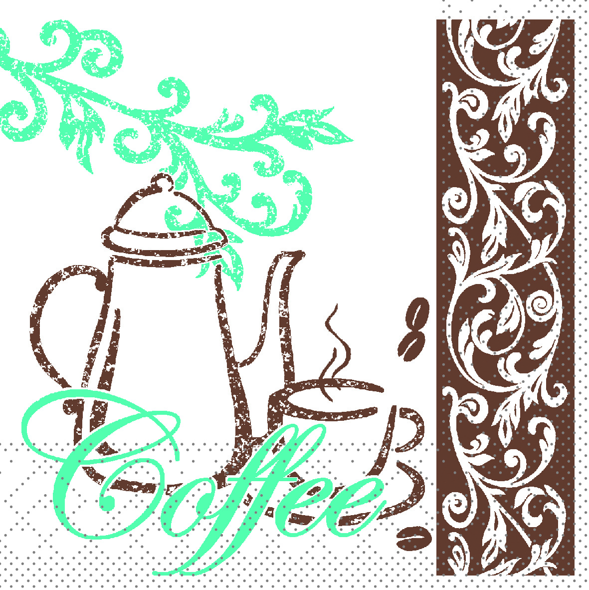 Mank Serviette 3-lagig, Tissue 1/4 Falz, 24 x 24 cm, Coffee/Tea