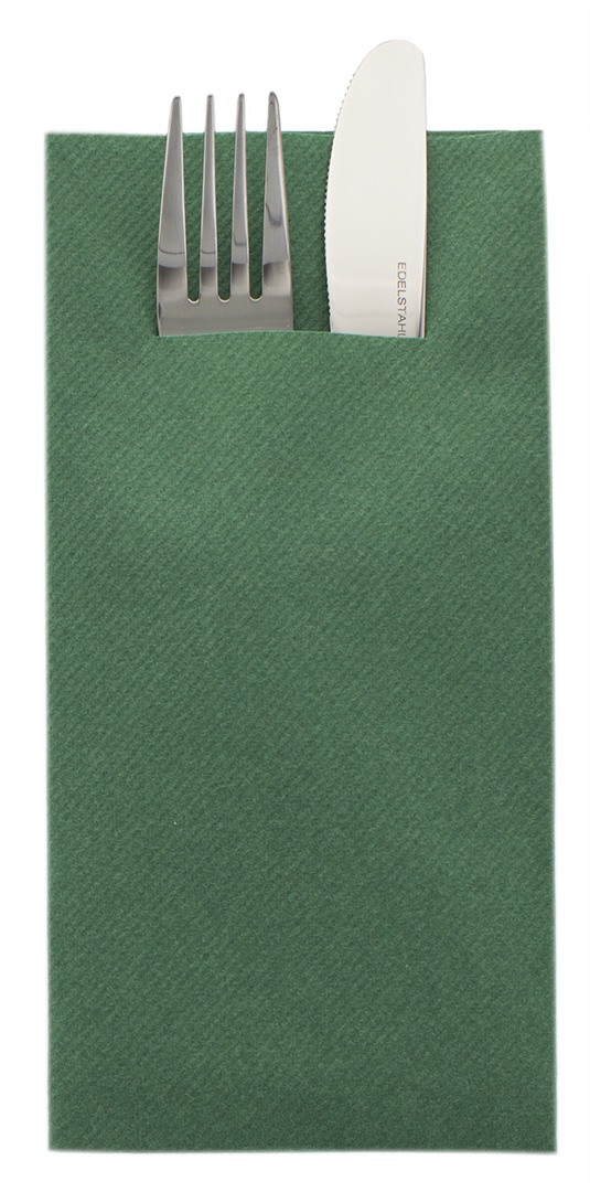Mank Pocket-Napkins Linclass 1/8 Falz, 40 x 40 cm, Basic dunkelgrün