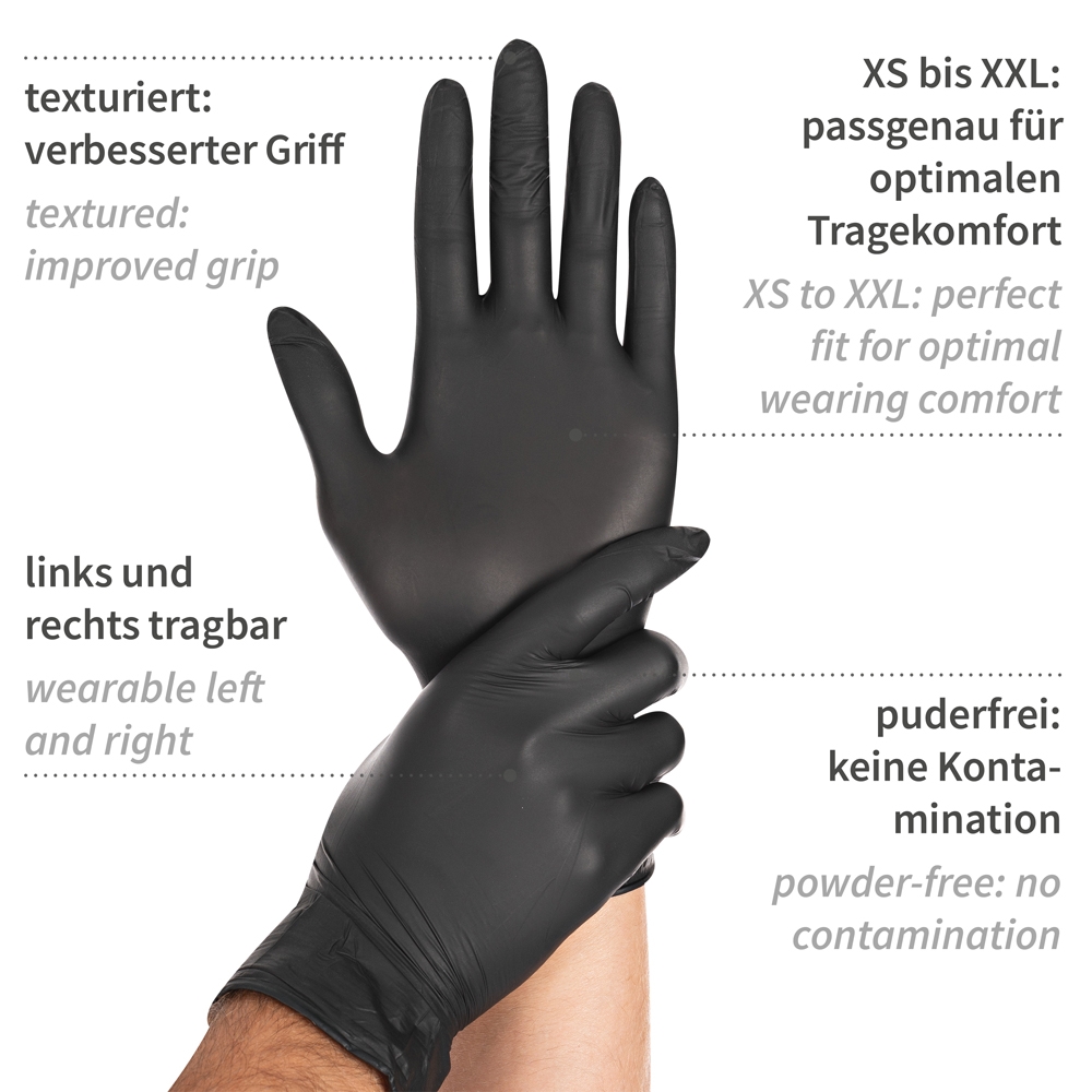 Nitril Handschuhe Safe Light  ungepudert, Grösse XL, schwarz