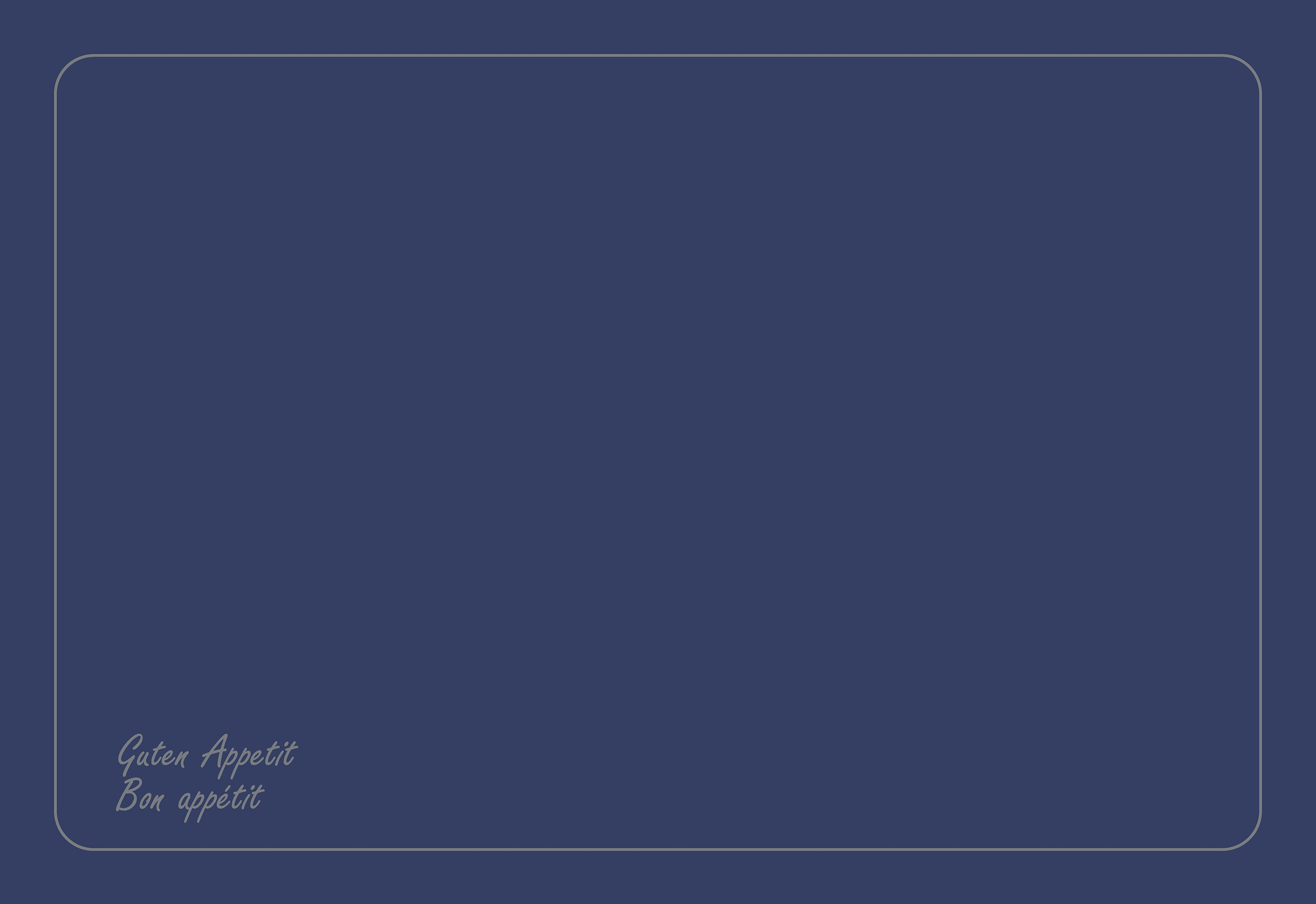 Dunicel-Tischsets (Vesca Norm) , 33 x 48 cm, Guten Appetit dunkelblau
