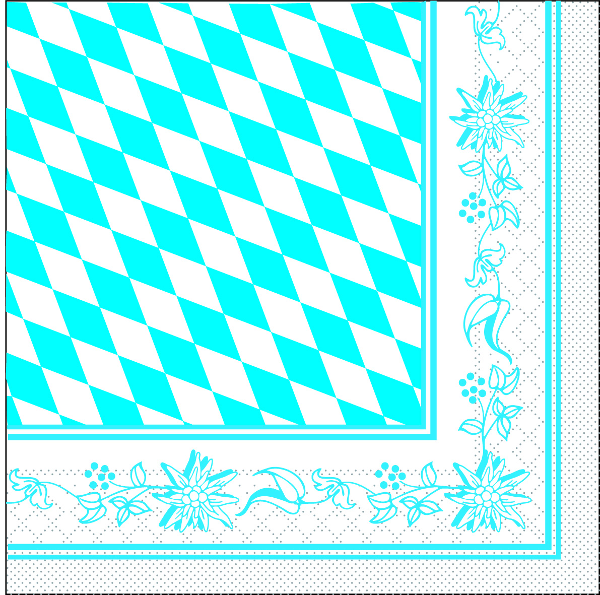 Mank Serviette 3-lagig, Tissue 1/4 Falz, 33 x 33 cm, Bayern / Bavaria