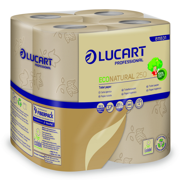 Toilettenpapier Lucart, 2-lagig, EcoNatural Recycling, 250 Blatt, 11cm, havanna