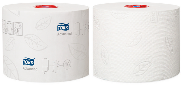 Tork Compact Toilettenpapier, 2-lagig System T6, 100 lfm, Zellstoff, weiss