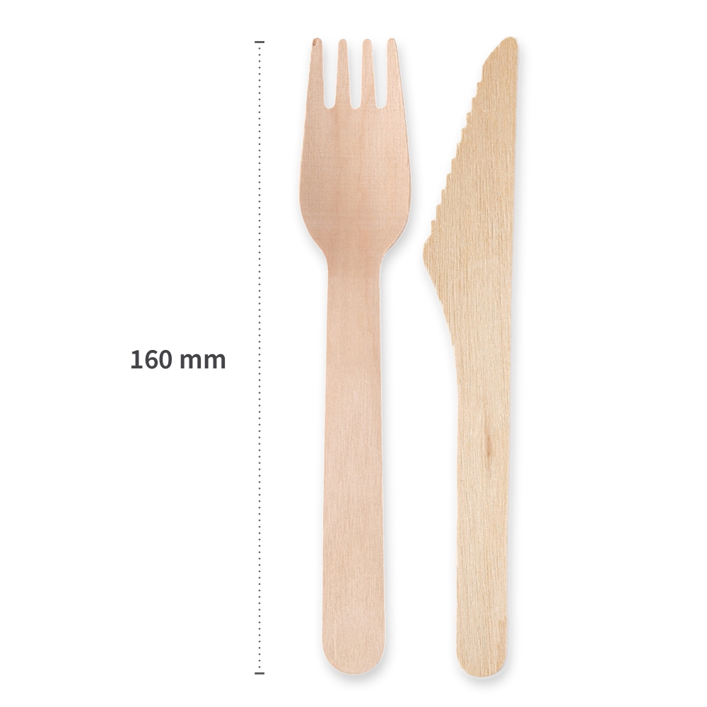 Besteckset Bio 3-teilig, Holz Messer+Gabel+Serviette weiss (388600) 