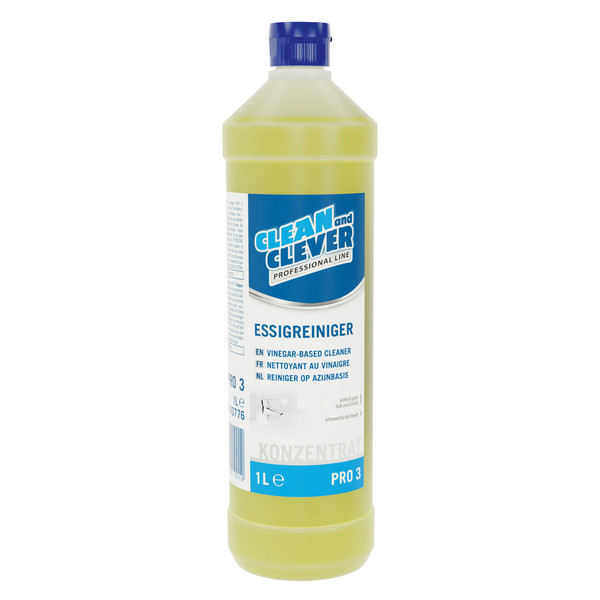 clean and clever Essigreiniger PRO 3, 1l flüssig, pH: 2.5 - 3.5, gelb